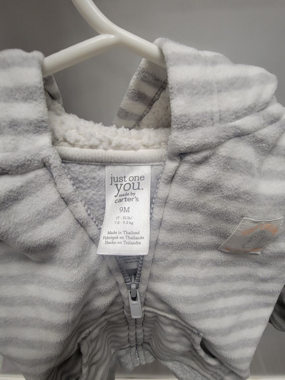 CARTER'S Just one you 9m 17-21 lb Gray Striped Jacket 0122